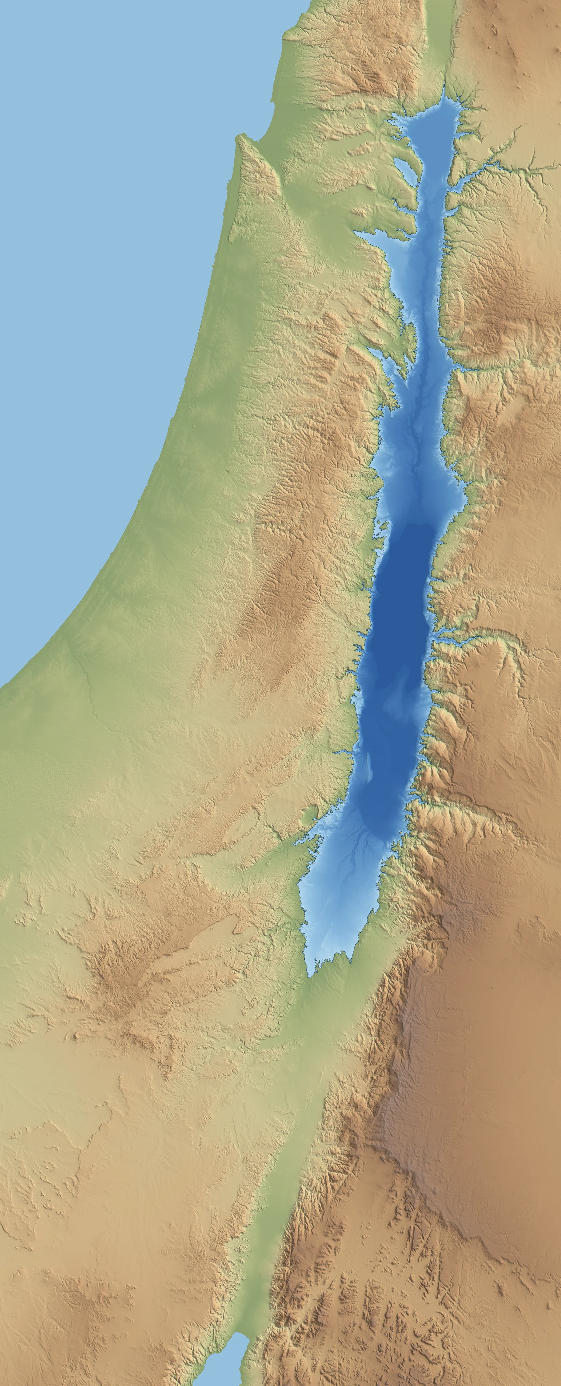 Hillshaded topographic map with the rift flooded to sea level